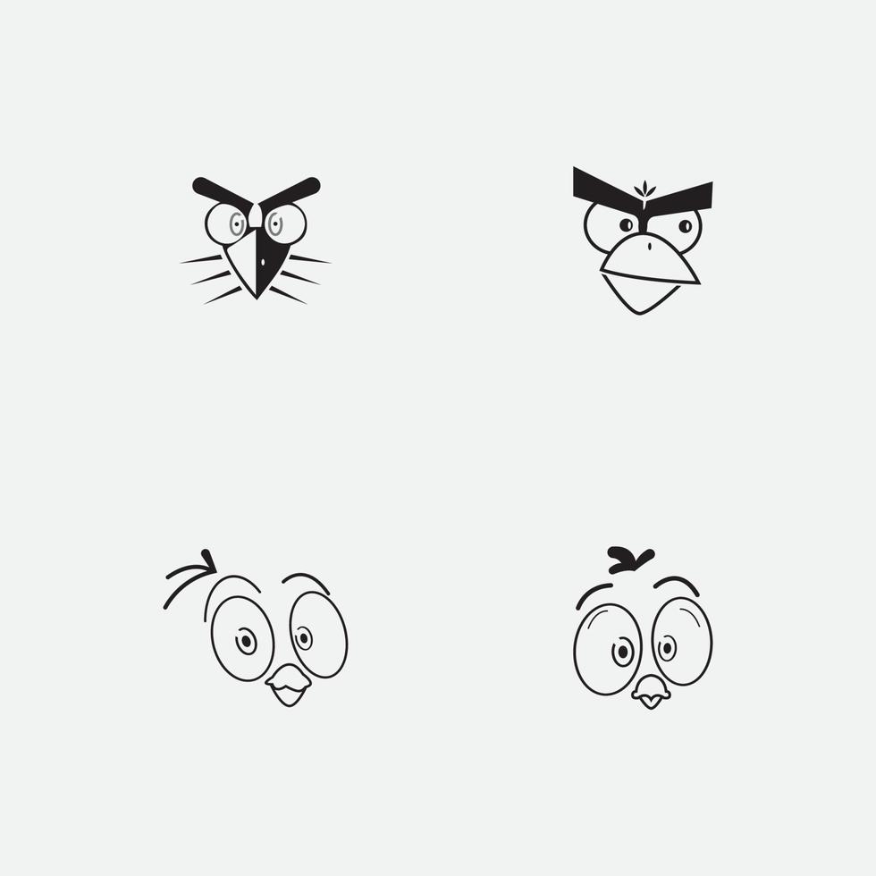 cartoon birdies face emoticon design vector