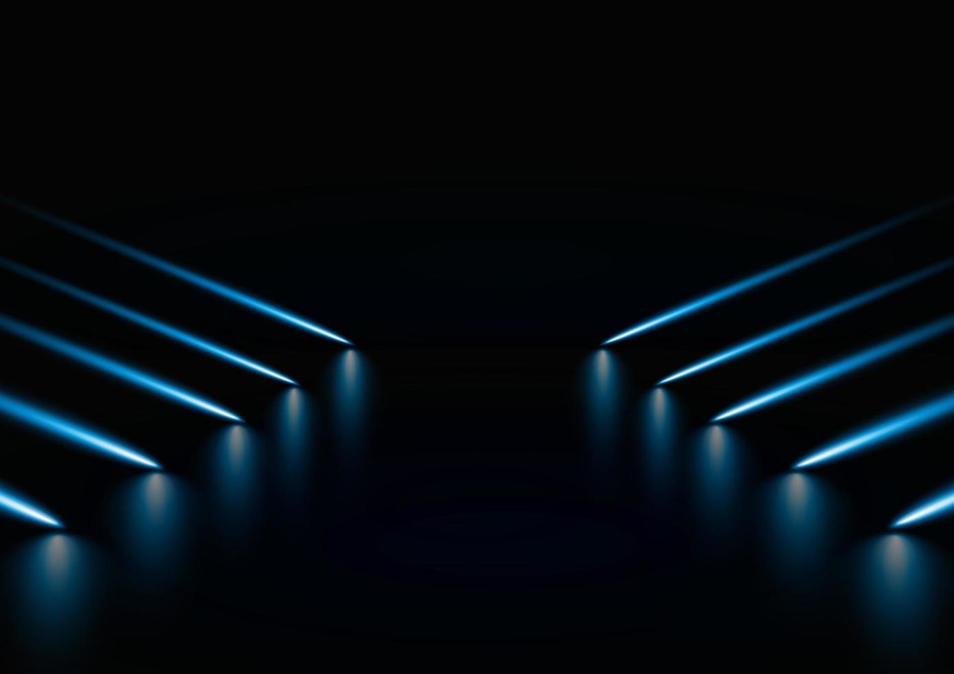 Abstract dark space with blue light rays and reflections  vector illustration.