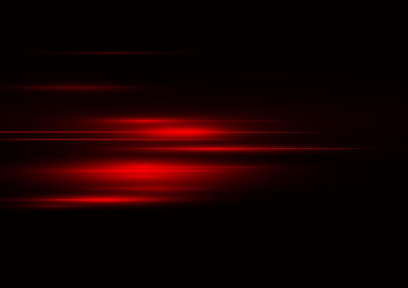 efecto de luz de neón de velocidad roja abstracta en la ilustración de vector de fondo negro.