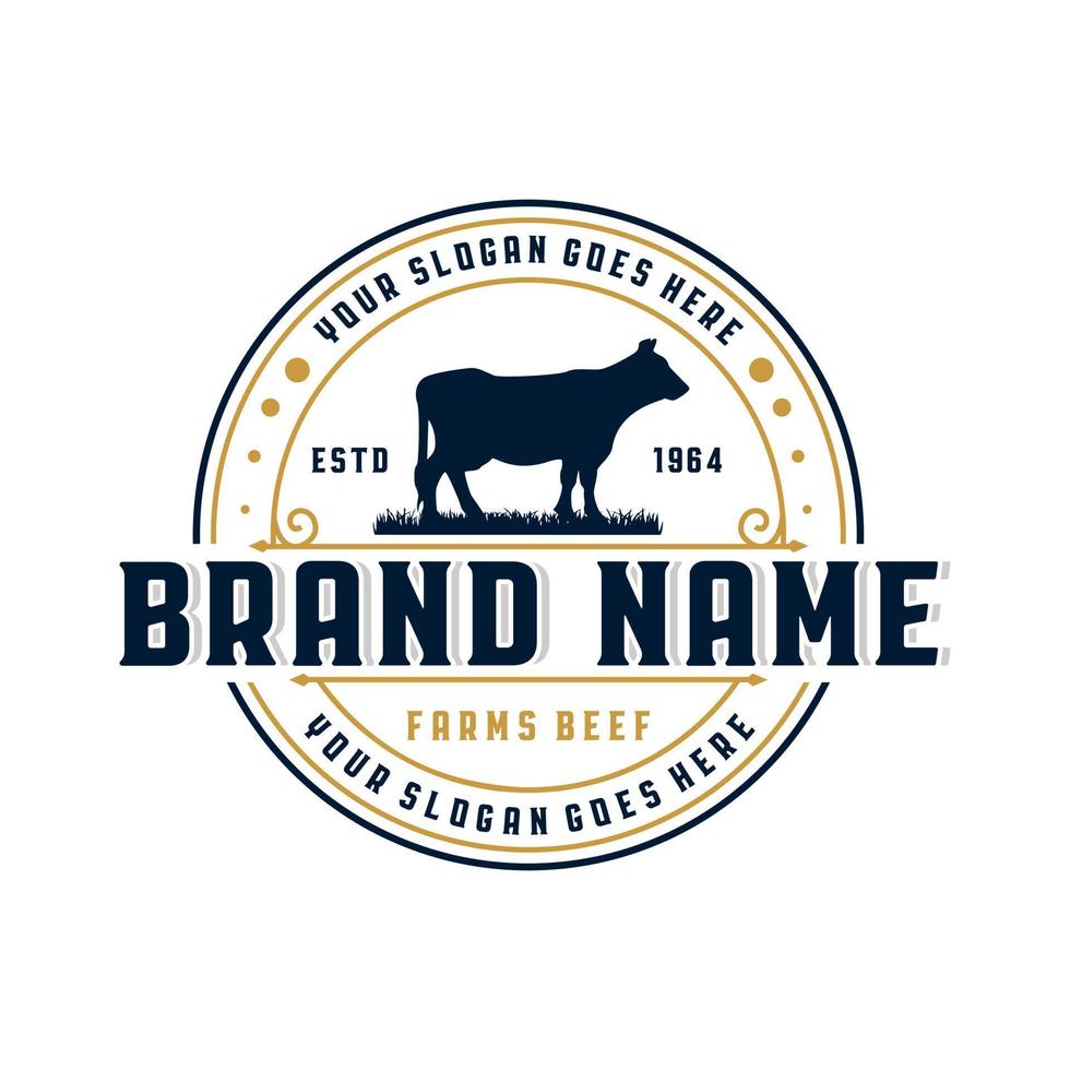 Beef farm vintage logo vector
