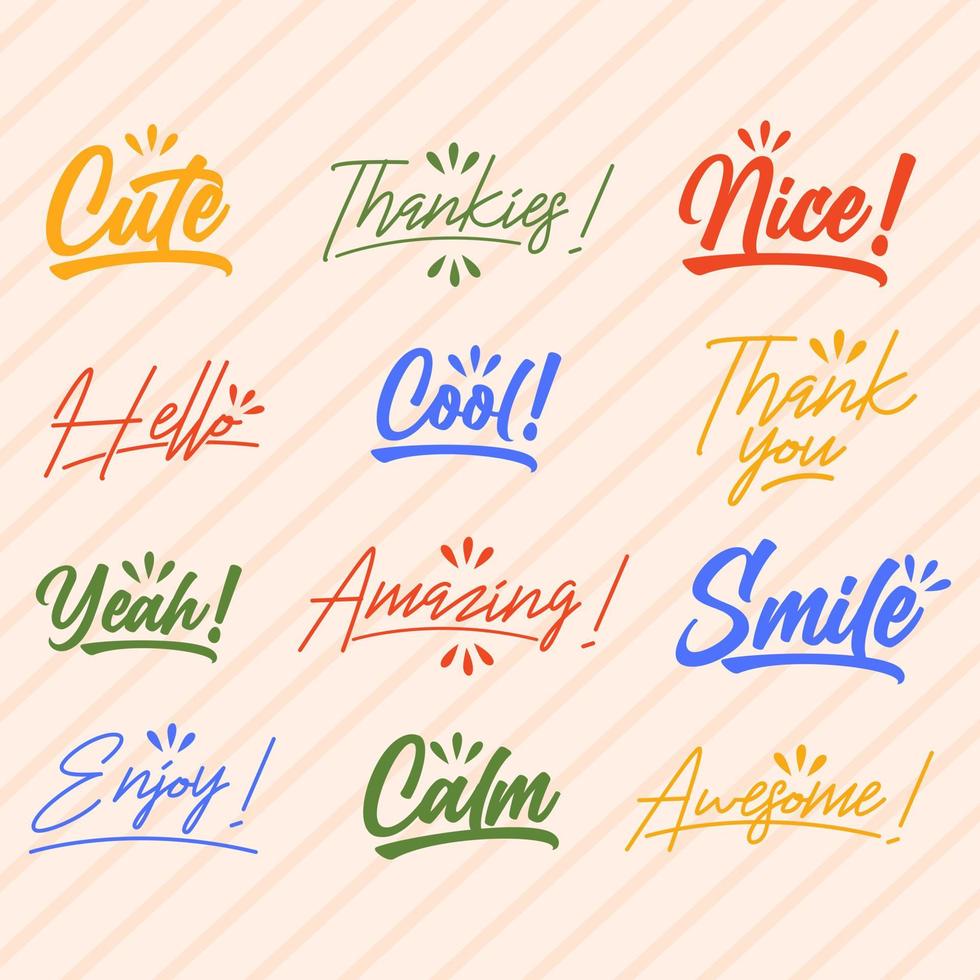 Cute expression words template vector