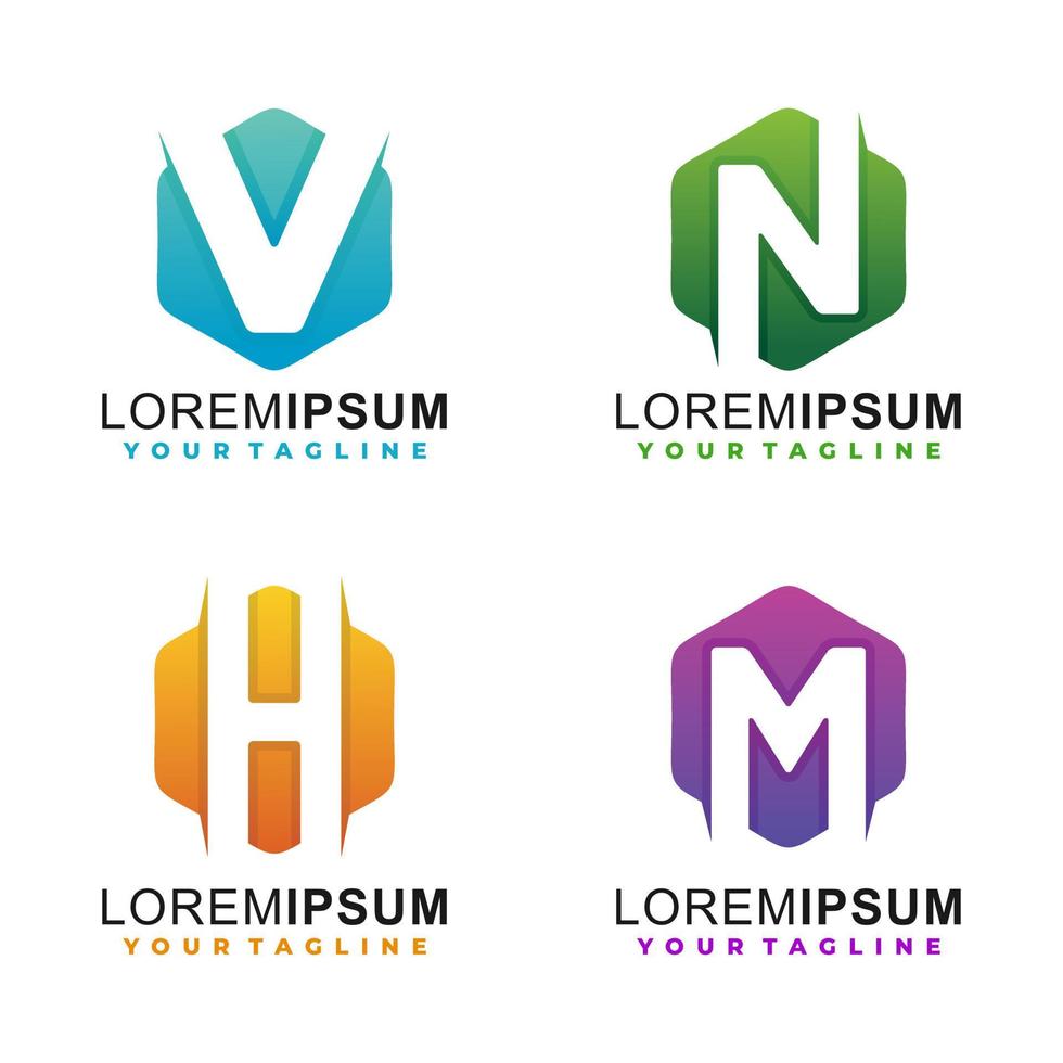 Letter v, n, h and m gradient logo template vector