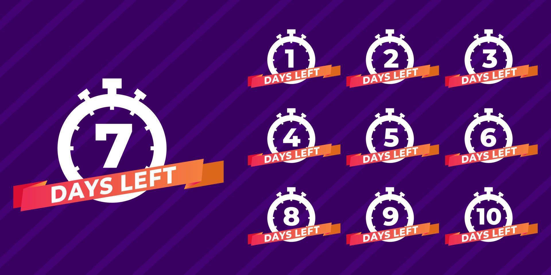 conjunto de días restantes de cuenta regresiva para el banner promocional vector