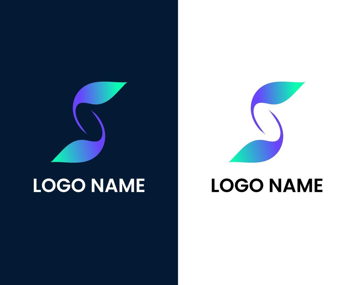 letter s with leaf logo design template vector