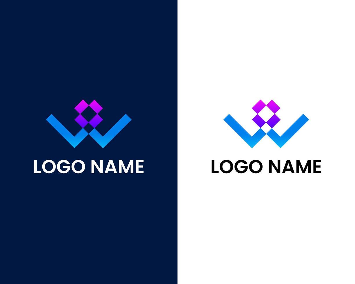 plantilla de diseño de logotipo moderno letra w vector