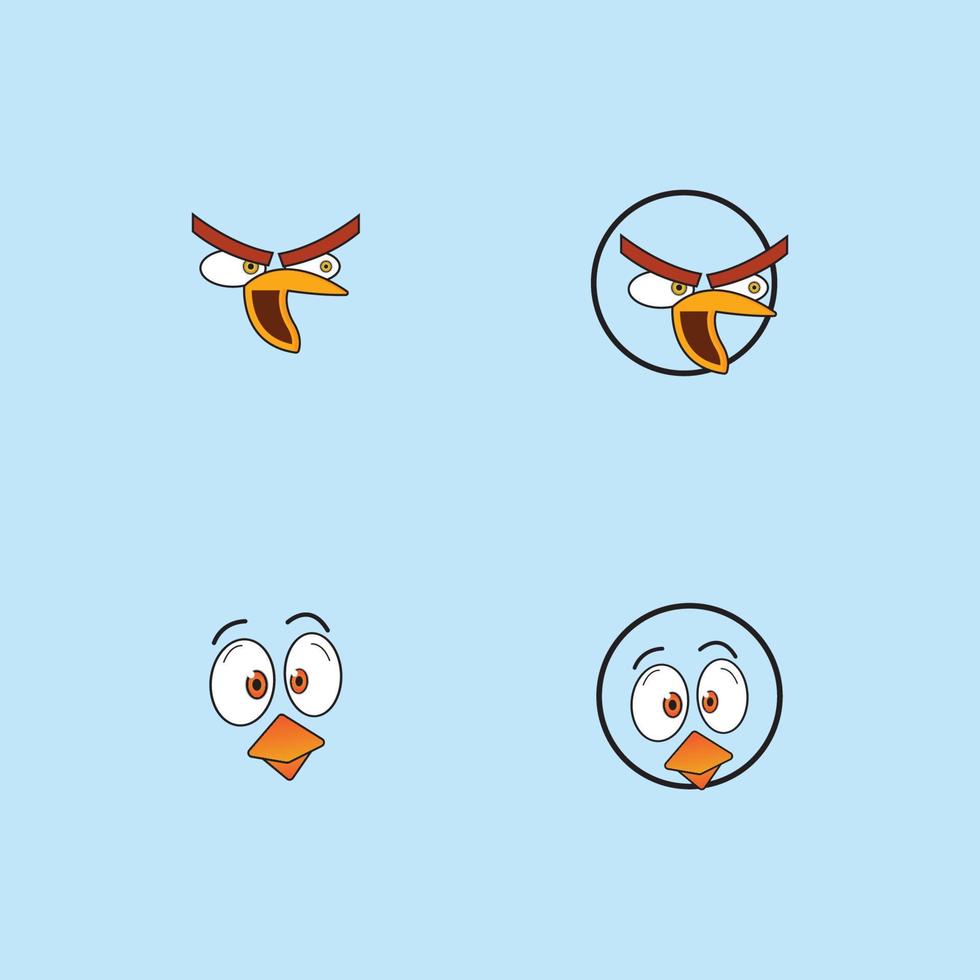 cartoon birdies face emoticon design vector