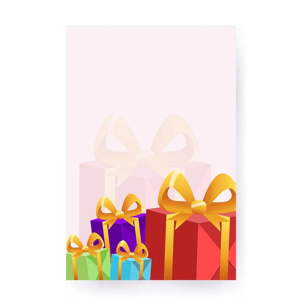 elegante cartel de vacaciones con cajas de regalo. diseño para su texto. ilustración vectorial para navidad, cumpleaños, día de san valentín, día de la caja de regalo, venta, obsequio. vector