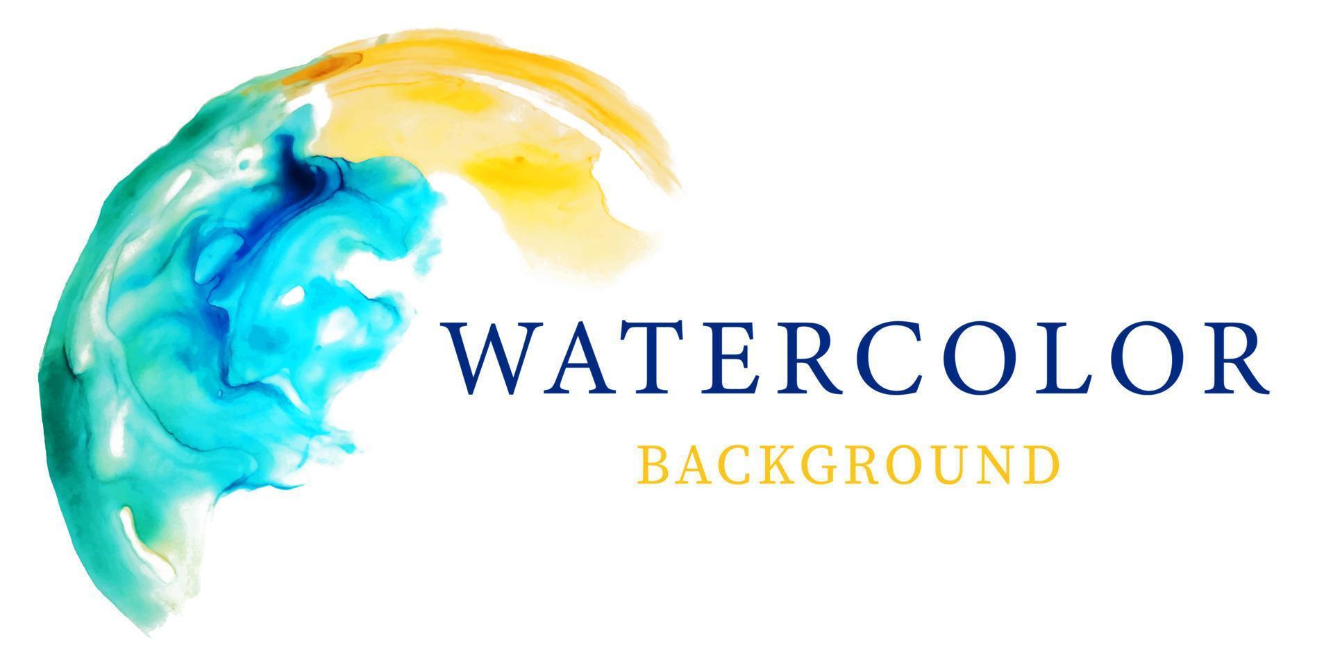 Horizontal banner with abstract semicircular watercolor blots in green, blue, yellow colors. Effect marble texture. Fragment of the Earth. Design for poster, cover, logo. Creative vector illustration.