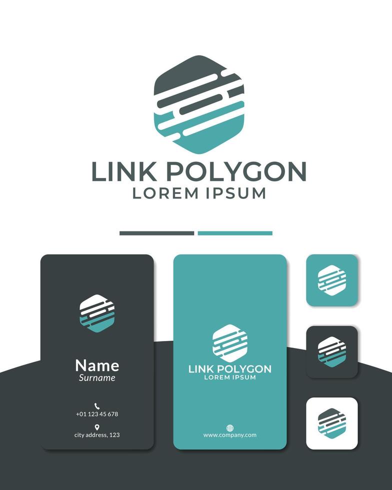 technology logo design, polygon, connect, link vector