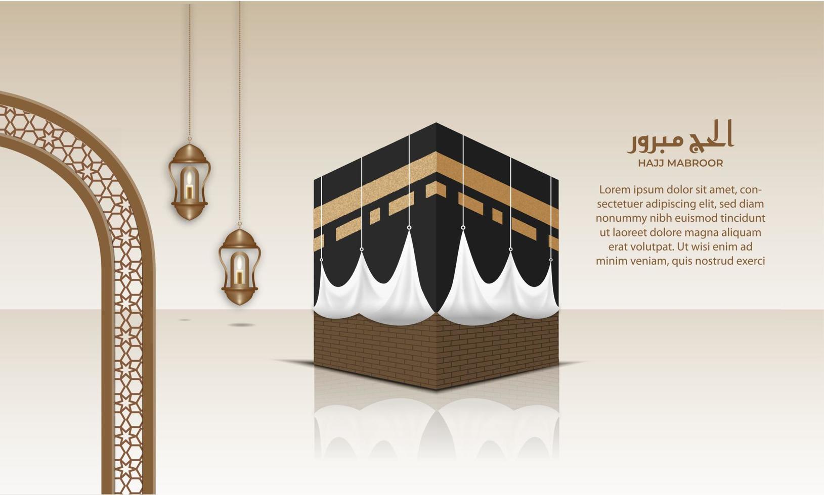 islamic greeting hajj for eid adha mubarak and pilgrimage vector