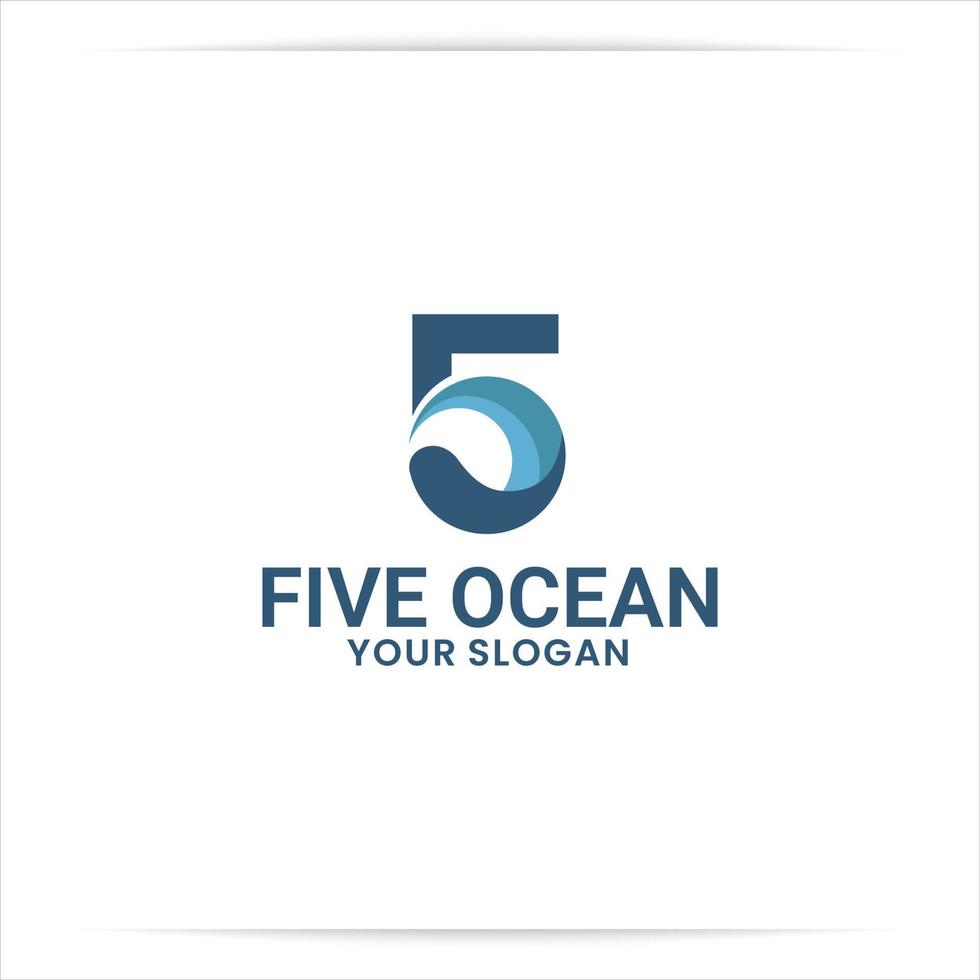 logo design five ocean vector