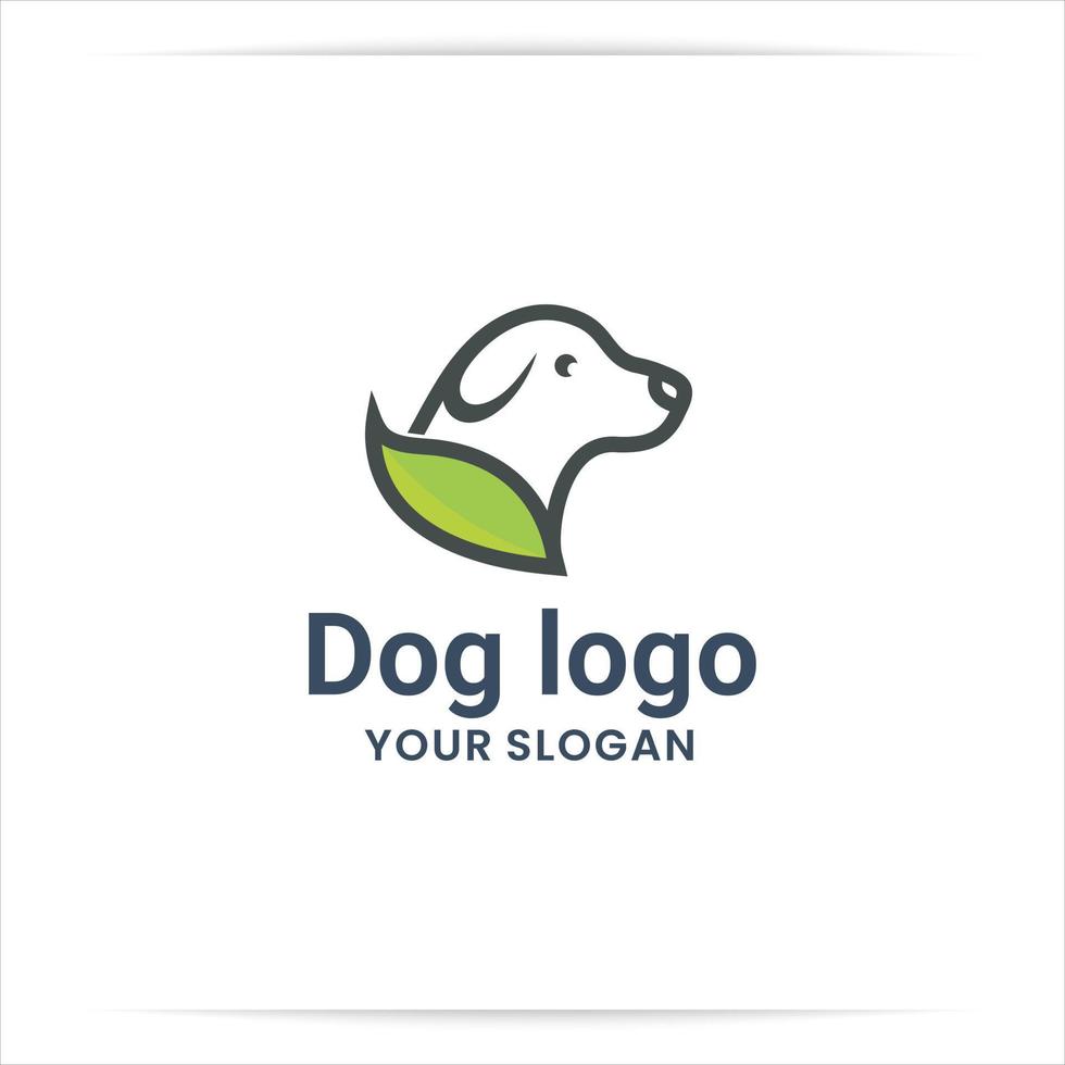 perro de diseño de logotipo con hoja, cuidado de animales, hoja, audiencia objetivo propietarios de perros milenarios, compradores en línea vector