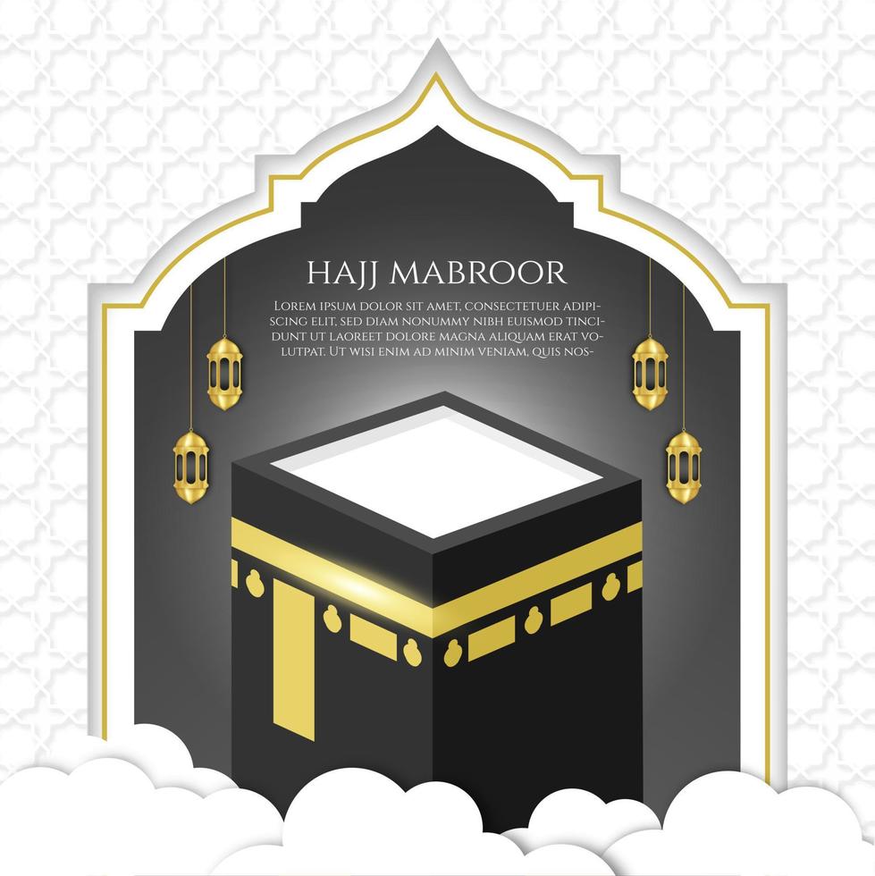saludo islámico hajj para eid adha mubarak y peregrinación vector