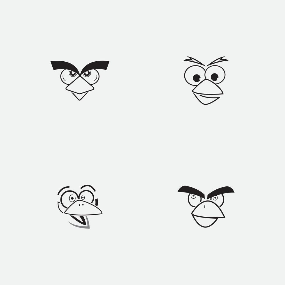 cartoon birdies face emoticon design vector