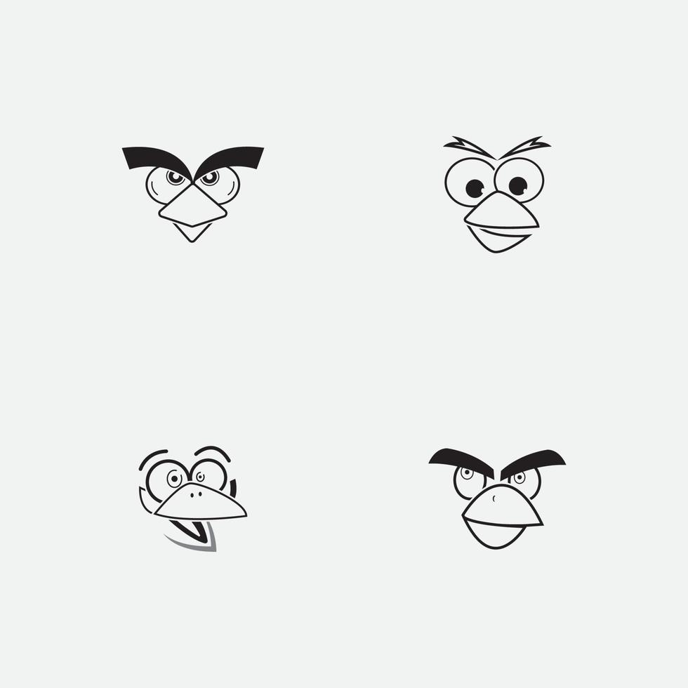 diseño de emoticonos de cara de pajaritos de dibujos animados vector