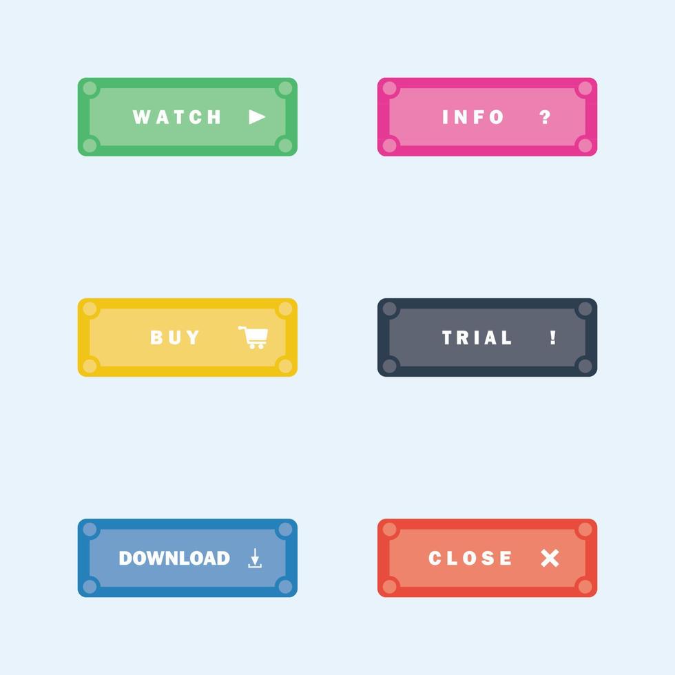 Modern vector set of trendy flat buttons. icons for web design and interface