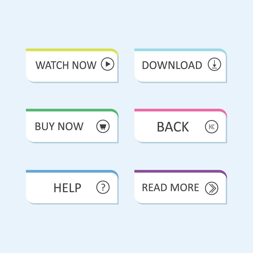 Modern vector set of trendy flat buttons. icons for web design and interface