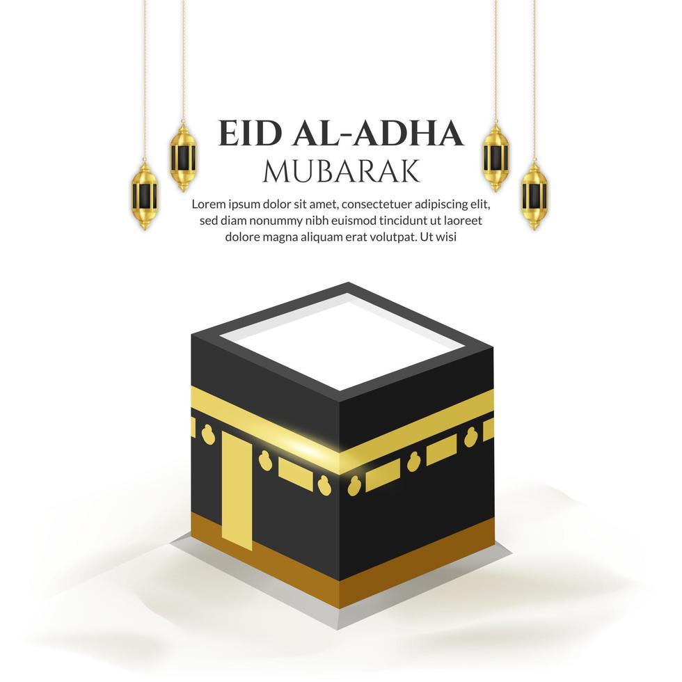 eid al adha mubarak publicación en redes sociales, pancarta islámica, tarjeta de felicitación vector