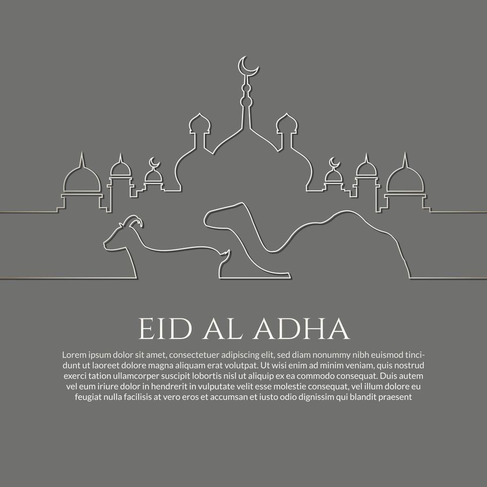 eid al adha mubarak publicación en redes sociales, pancarta islámica, tarjeta de felicitación vector