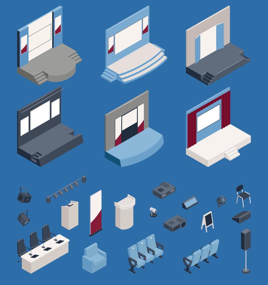 Press Conference Hall Isometric vector