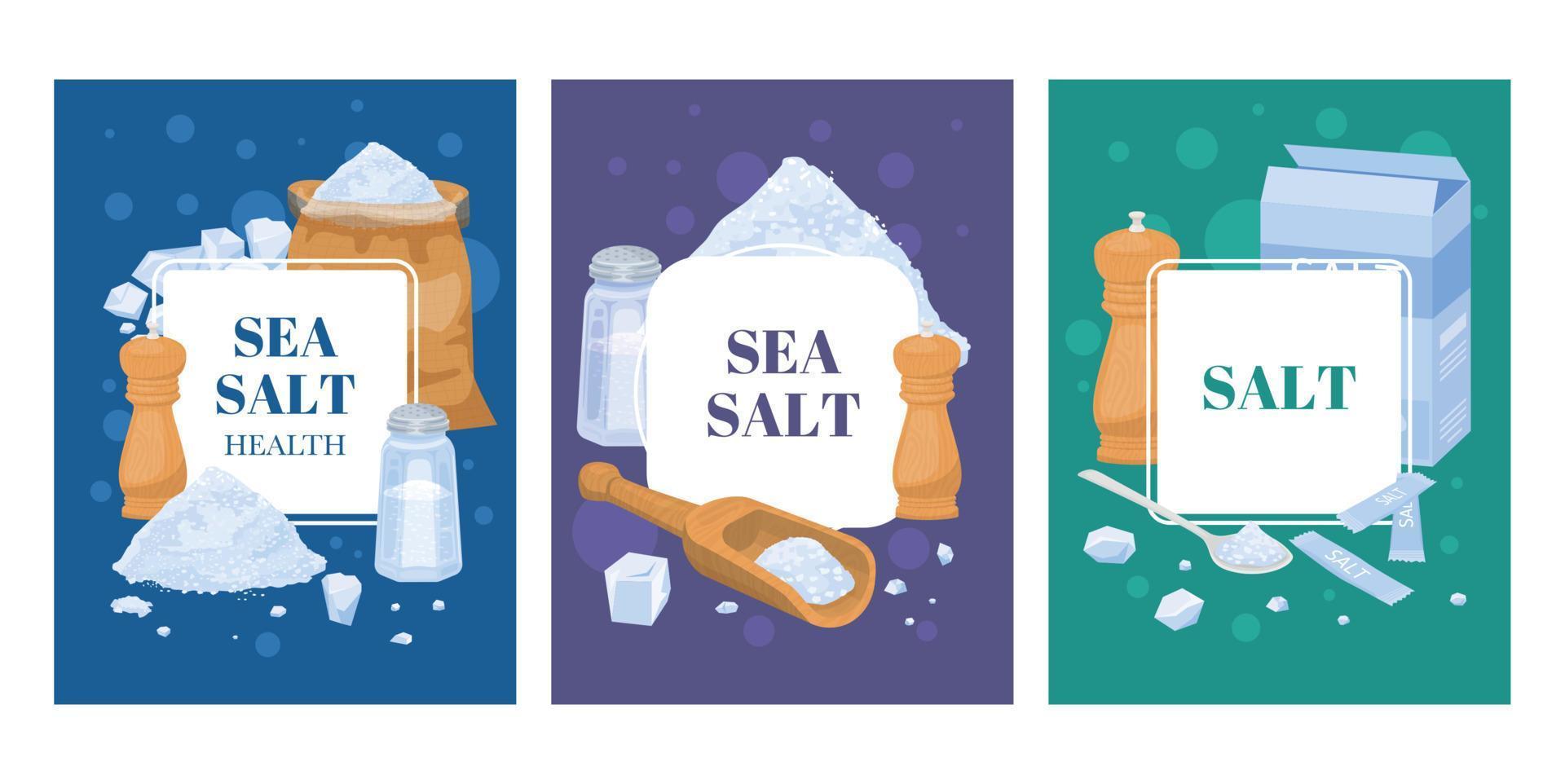 Sea Salt Flat Cards vector