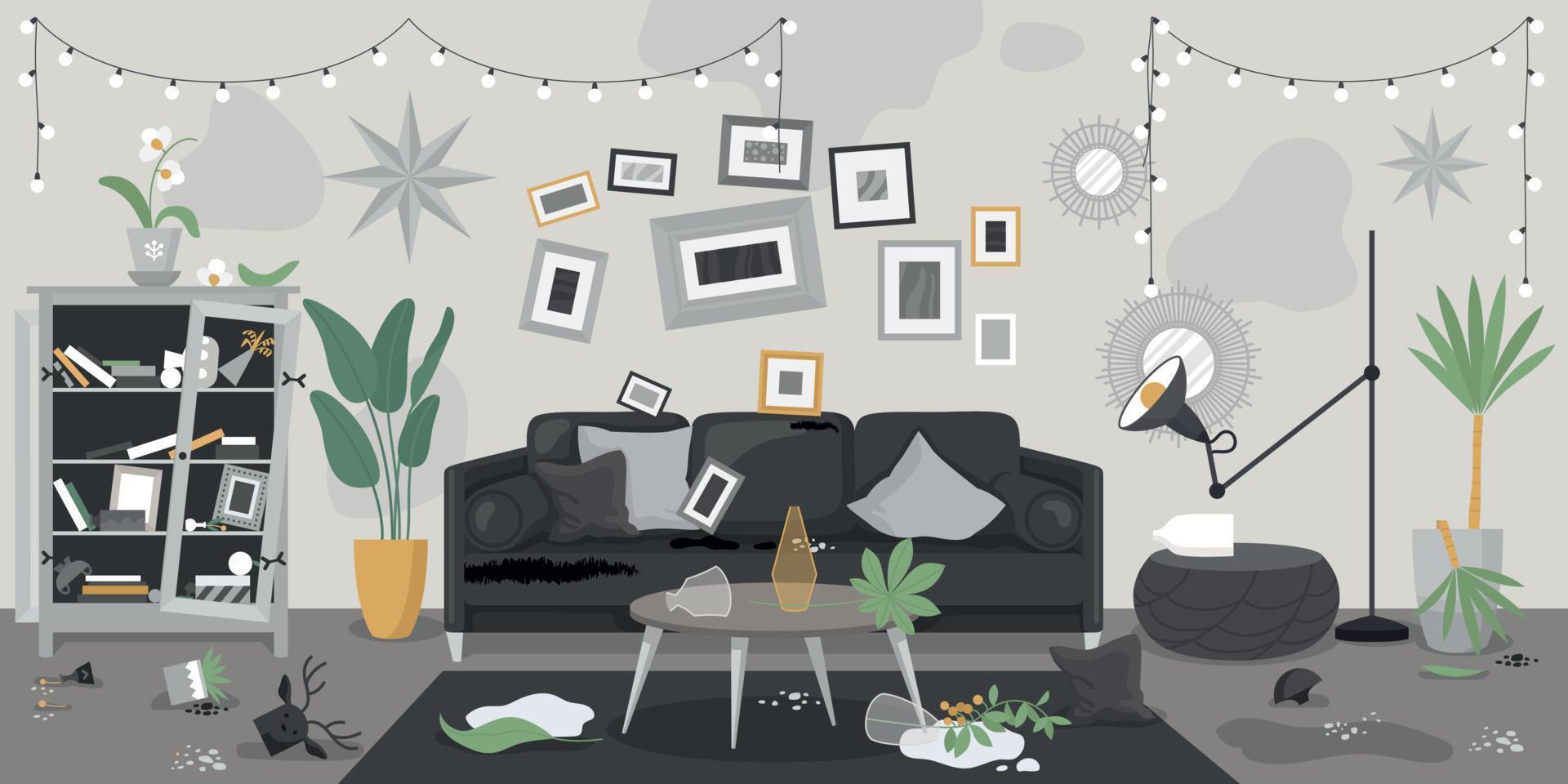 Dirty Room Interior Composition vector