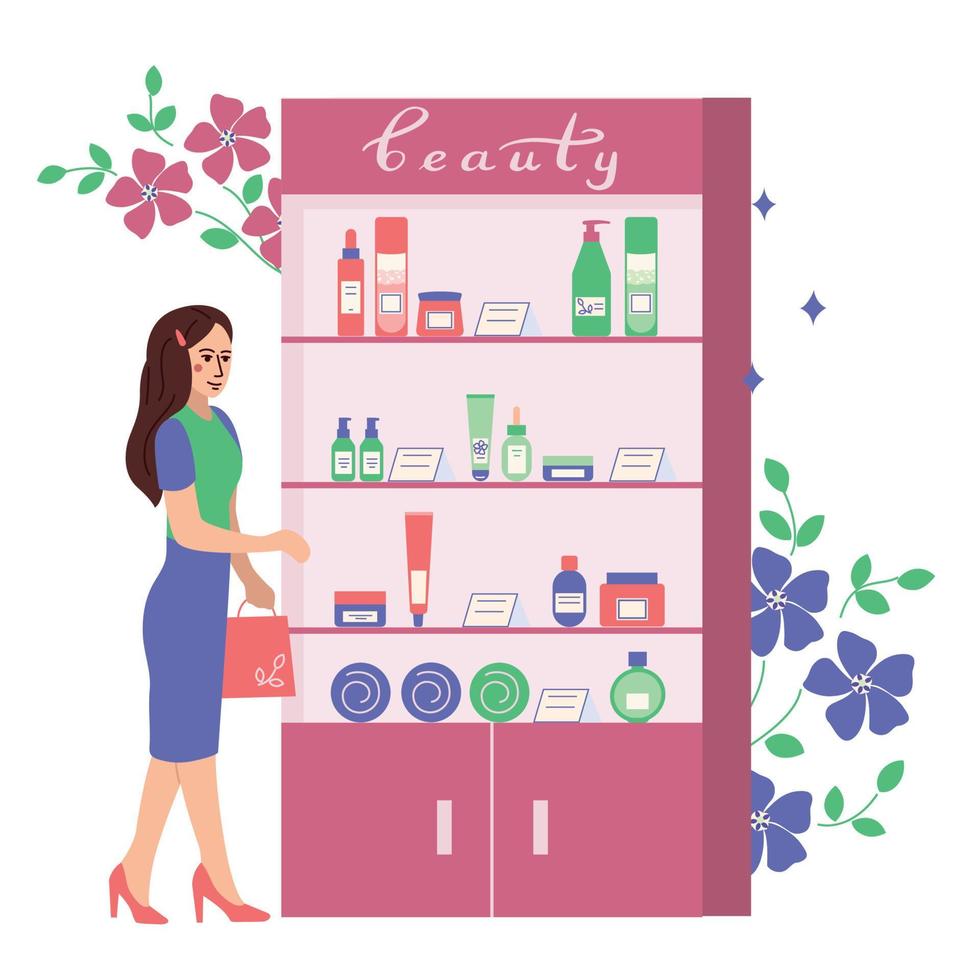 Woman Beauty Products Composition vector