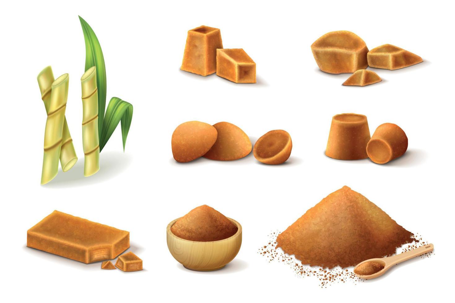 Jaggery Realistic Set vector