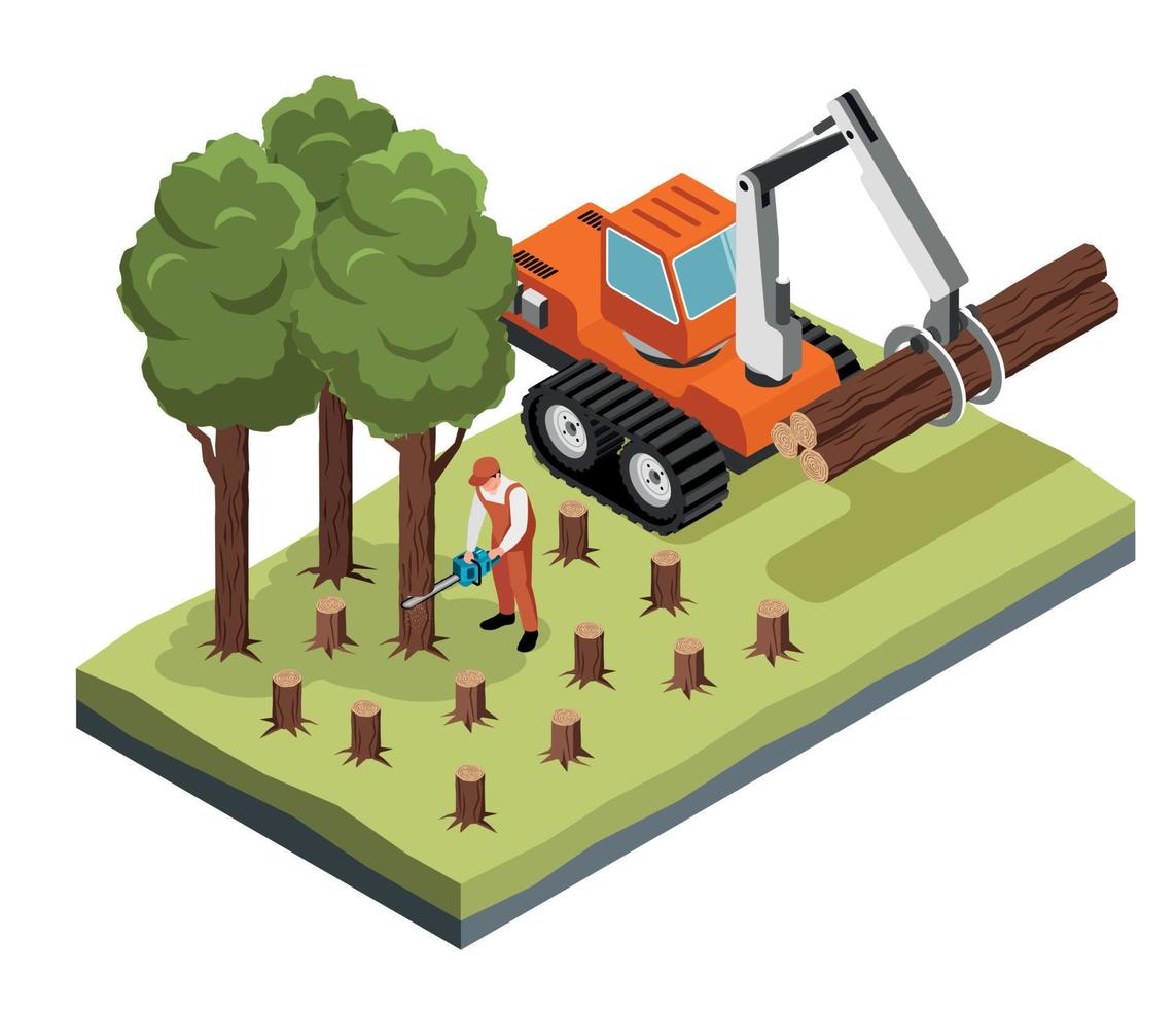 Isometric Deforestation Concept vector