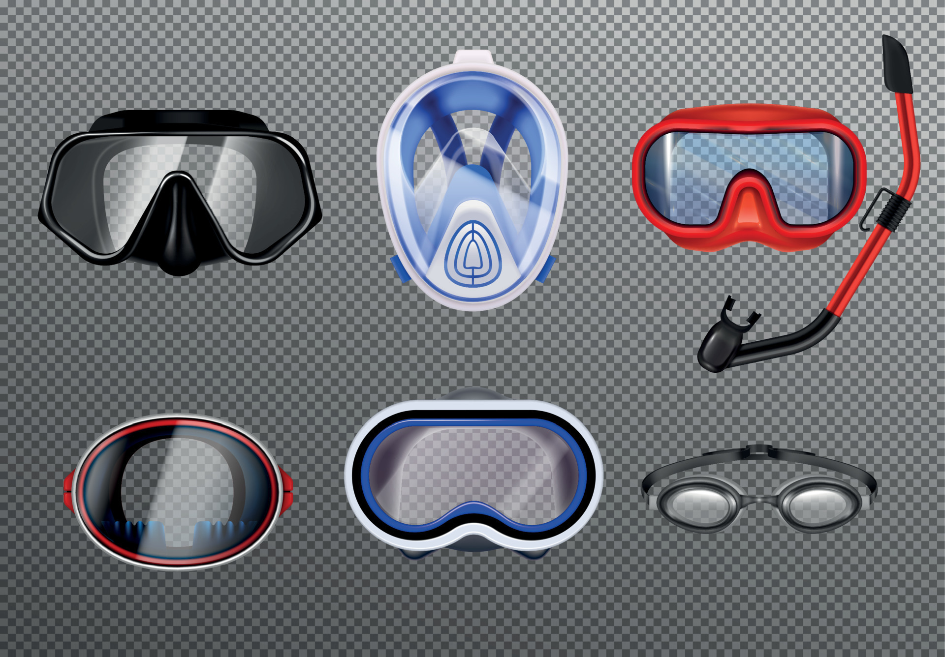 Realistic Diving Mask Set 8441461 Vector Art at Vecteezy