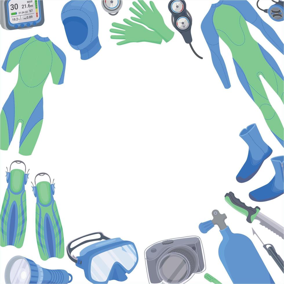 Diving Equipment Border Composition vector