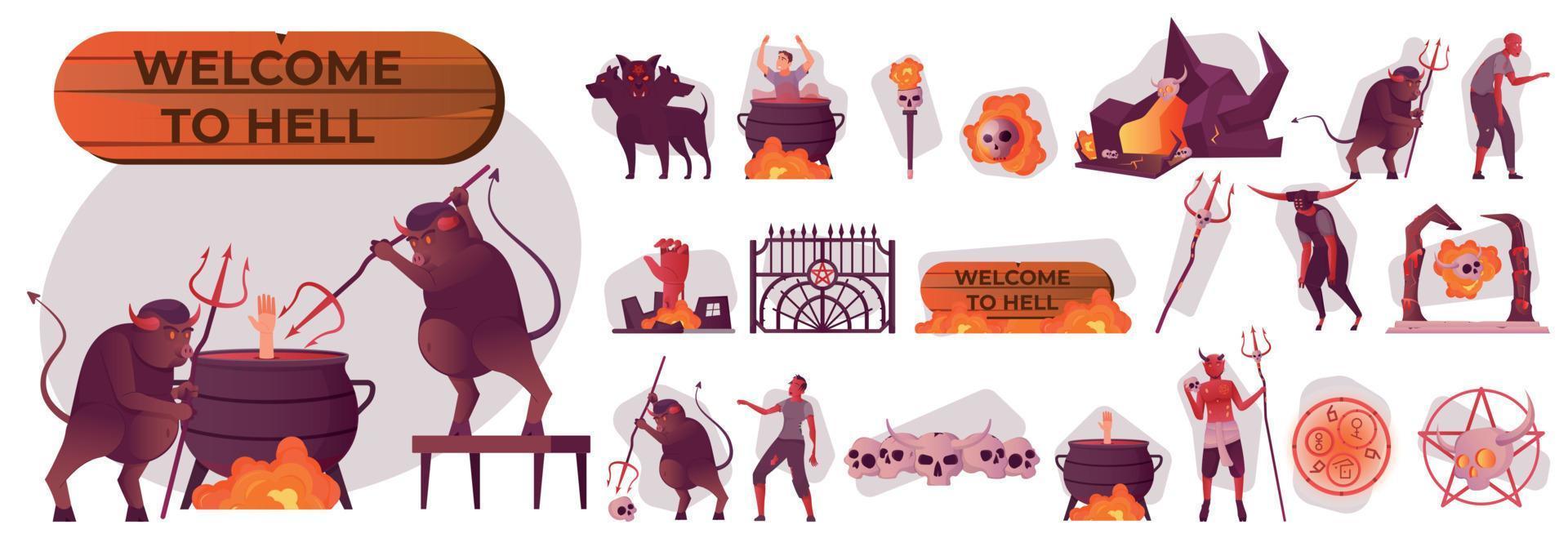 Hell Composition Set vector