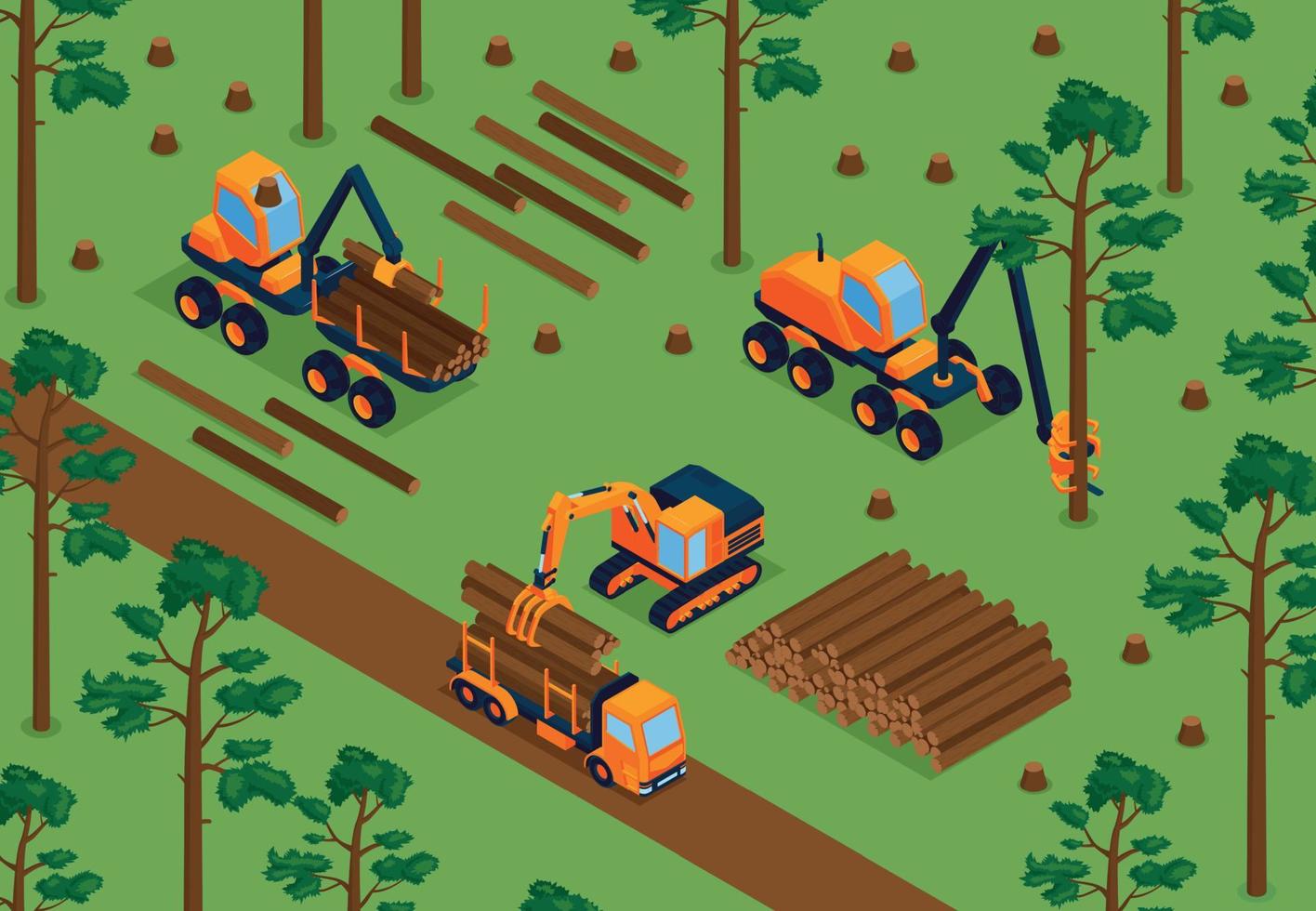 Isometric Sawmill Illustration vector