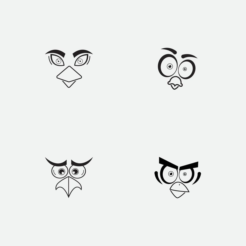 cartoon birdies face emoticon design vector