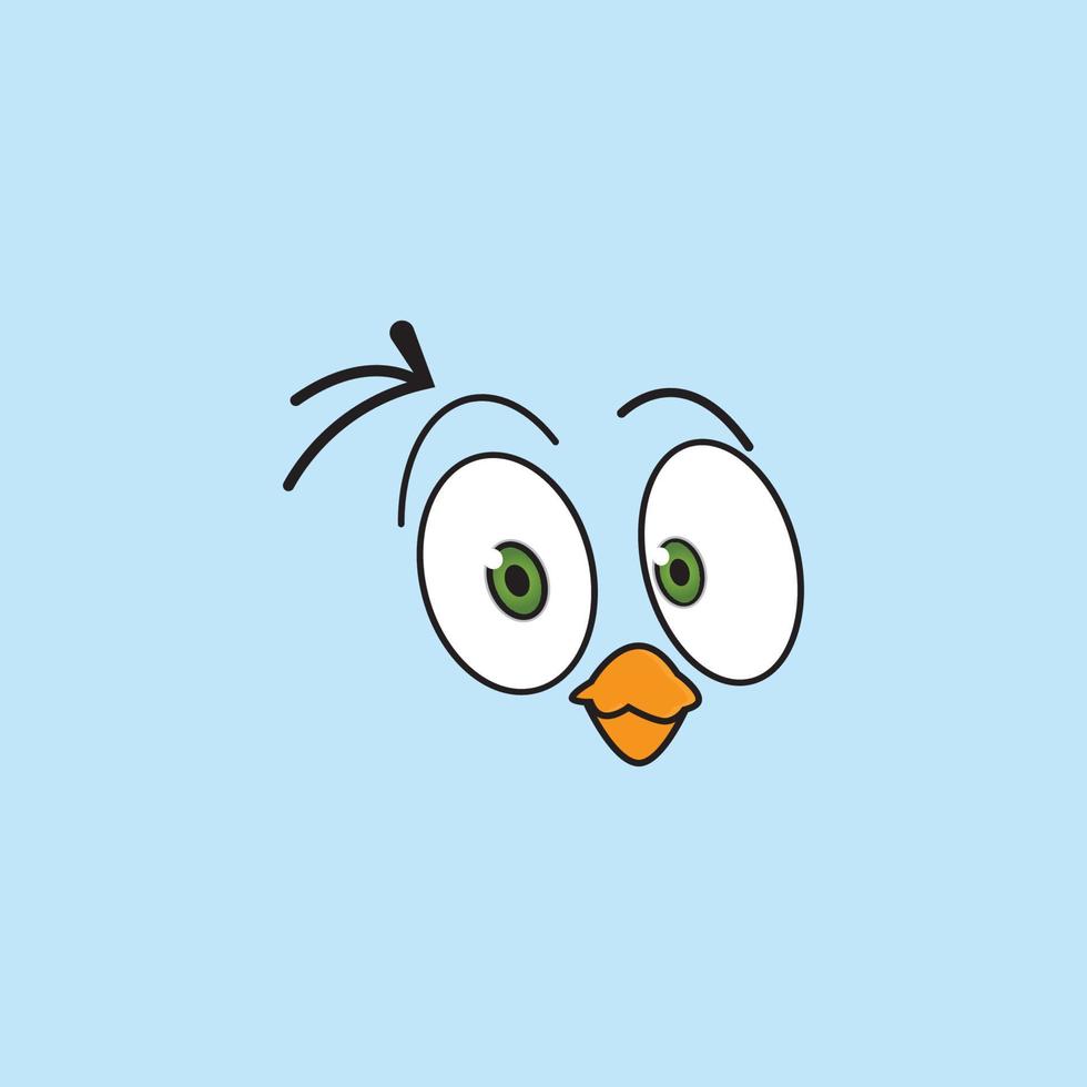 cartoon birdies face emoticon design vector