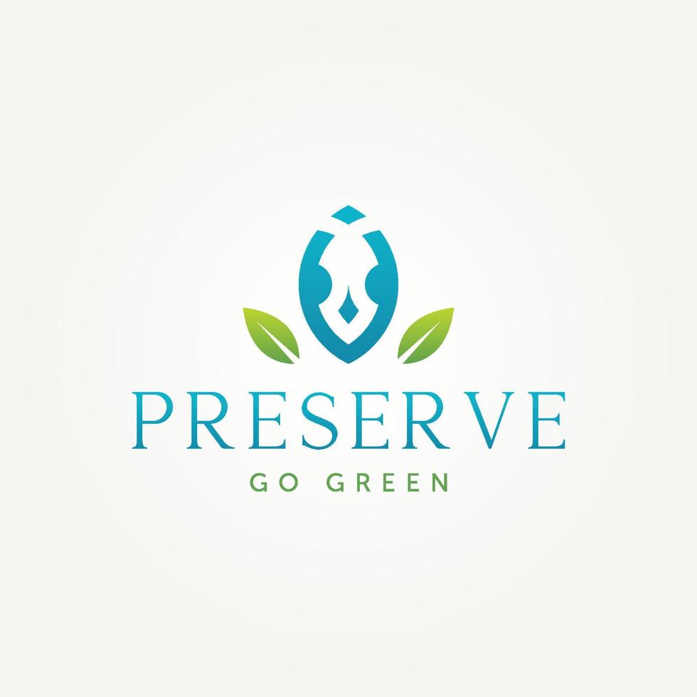 preserving plants minimalist icon logo template vector illustration design. simple nature protect, ecological, go green logo concept