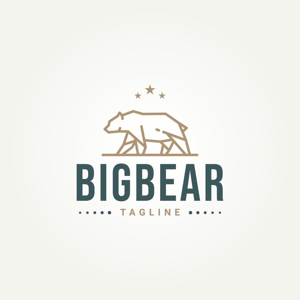 big bear simple line art logo icon template vector illustration design. minimalist grizzly bears, brown bear, polar bear logo concept