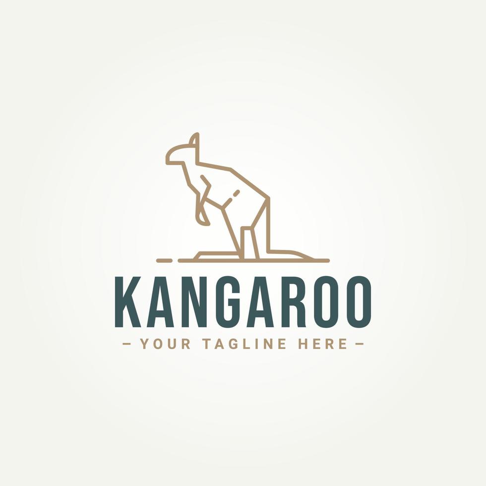 australian kangaroo wallaby simple minimalist line art logo icon template vector illustration design