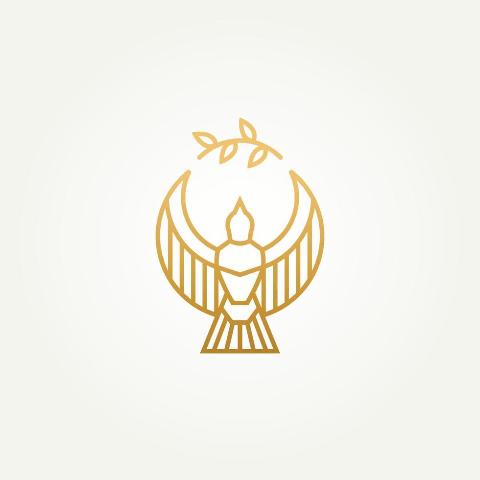 dove of piece  line art logo template vector illustration design. minimalist dove holding olive branch symbol of piece logo concept
