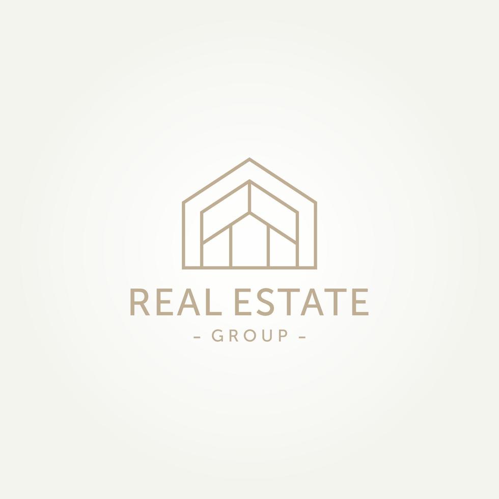 real estate line art logo template vector illustration design. minimalist architecture building symbol logo concept