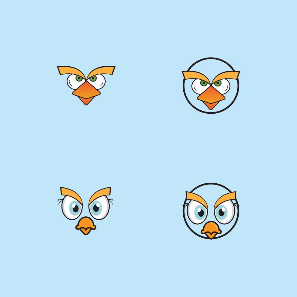 diseño de emoticonos de cara de pajaritos de dibujos animados vector