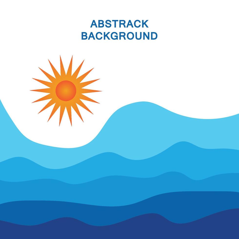Abstract Water wave vector with sun illustration design background