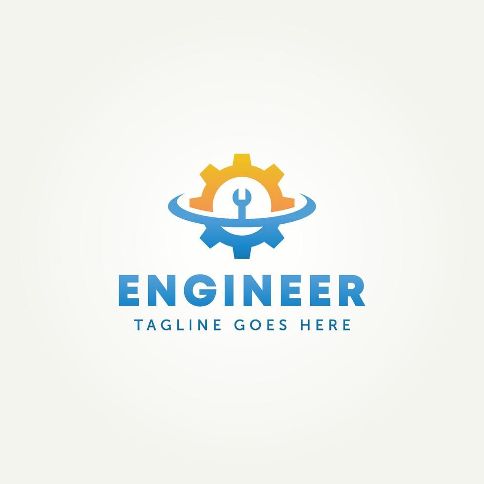 gears and wrench engineering modern logo template vector illustration design. simple repair, service, industrial and mechanical logo concept