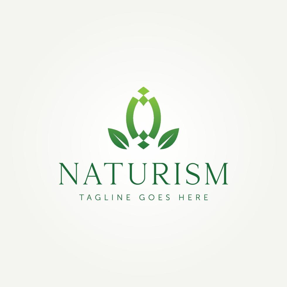 naturism green leaf simple line art icon logo template vector illustration design. minimalist abstract ecology, environment, agriculture logo concept