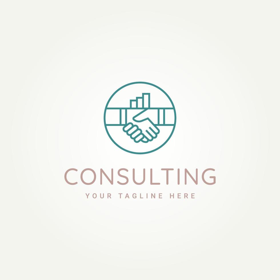 minimalist business consulting logo template vector illustration design. simple deals handshake accounting financial symbol logo concept