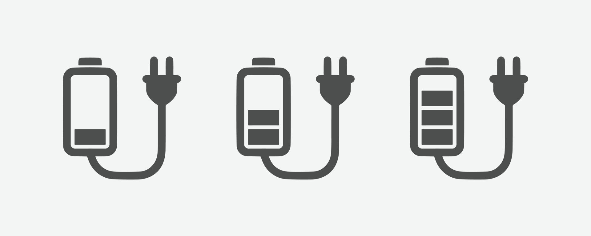 Battery charger vector symbol. Linear style sign for mobile concept and web design.