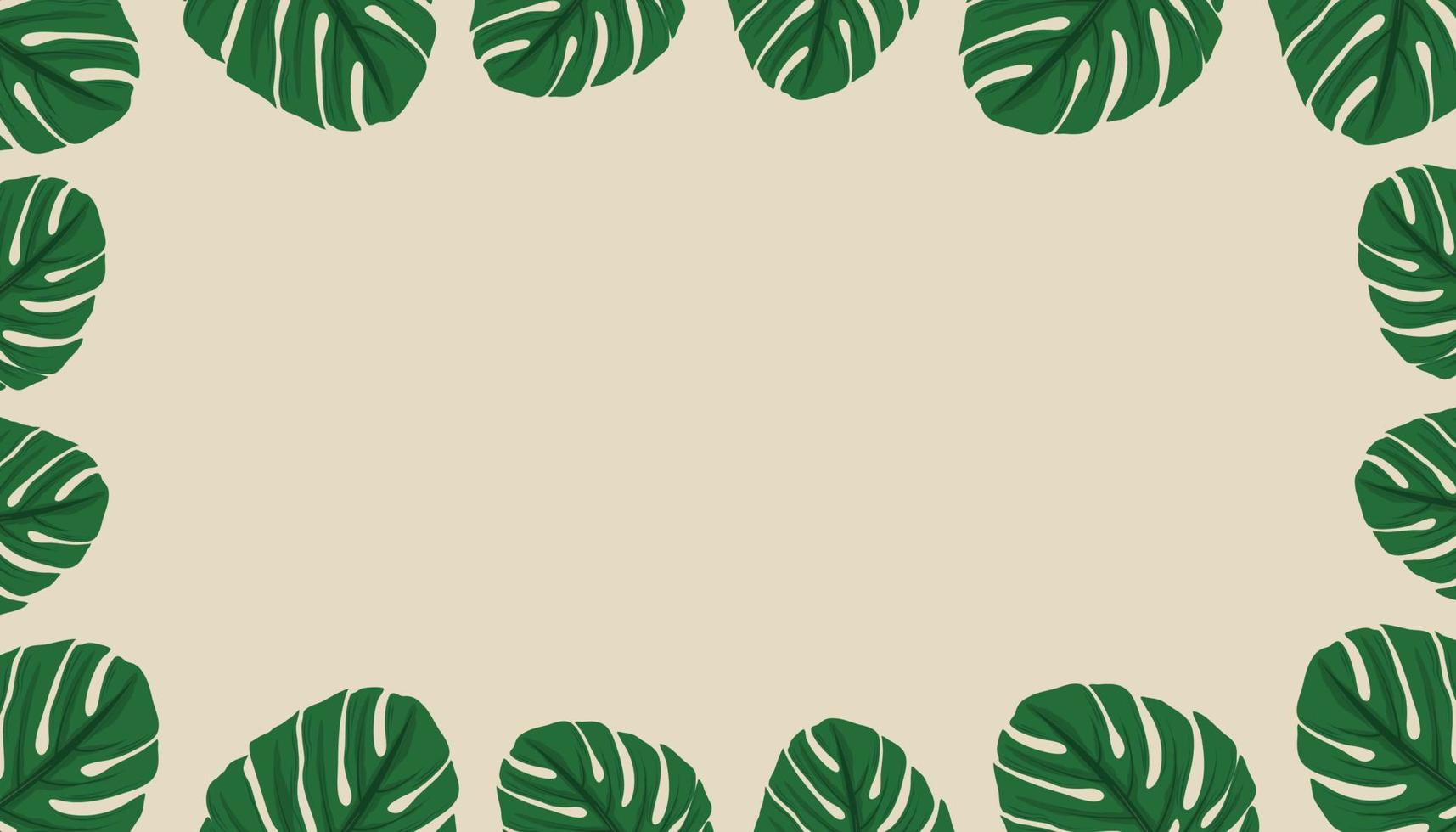 Tropical leaf monstera on beige background. Flat lay top view. vector