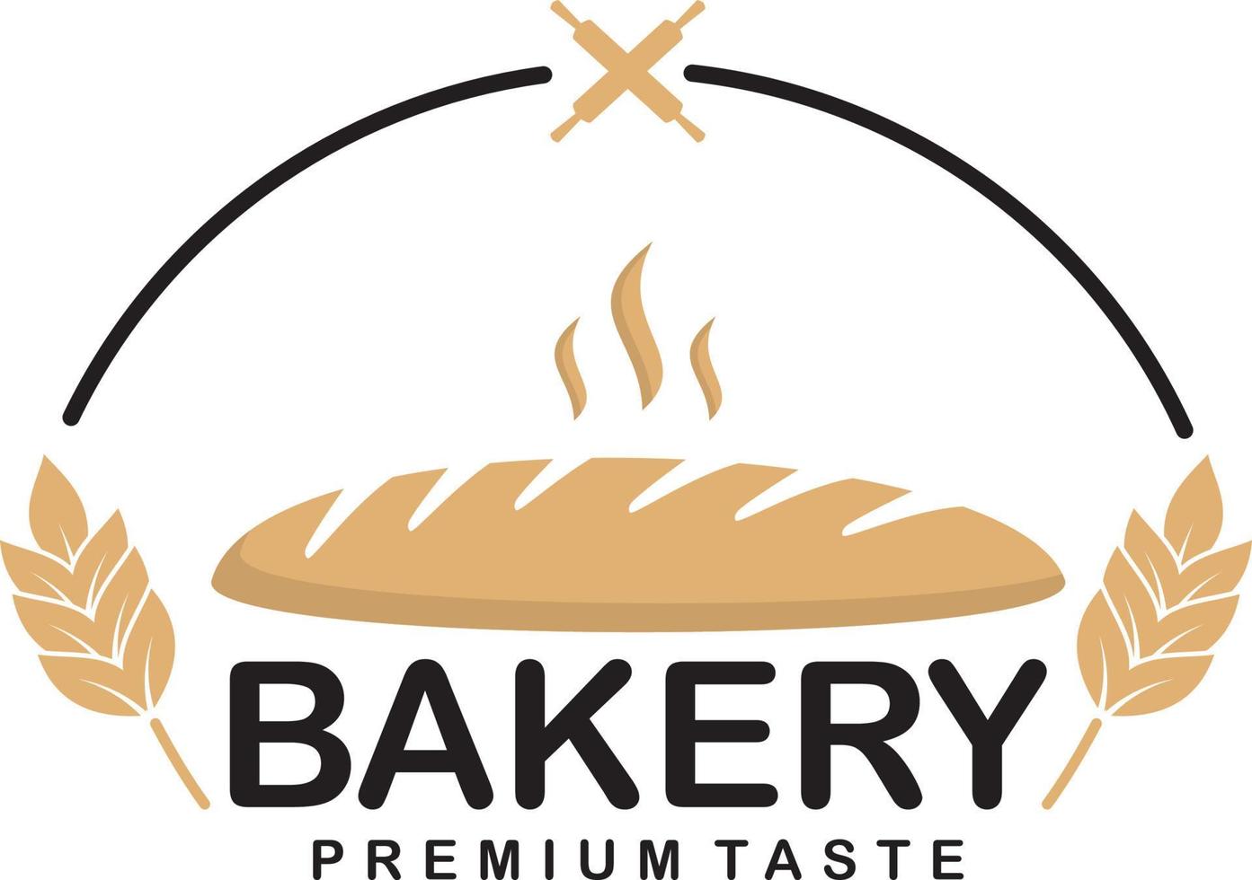 Simple bakery logo design with wheat and wood rolling pin. Vintage Retro Bakery Logo Badges And Labels Stock Vector. Retro Bakery Logo Design Bake and Cake Pastry Simple Homemade Badge Template vector