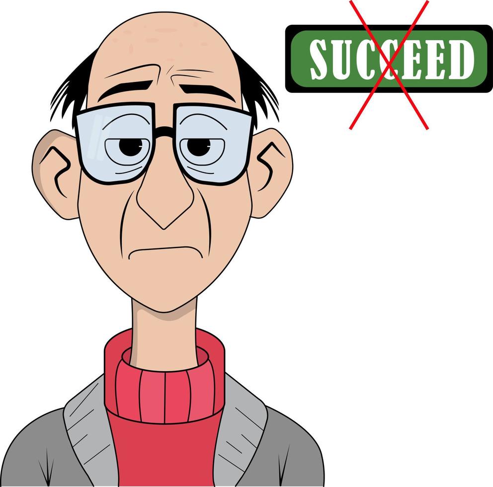 The character of a business person. Success story. Succeed man.  Disappointed. Flat portrait of man with glasses. Handsome cartoon  character. Vector illustration isolated on white background. 8441911 Vector  Art at Vecteezy