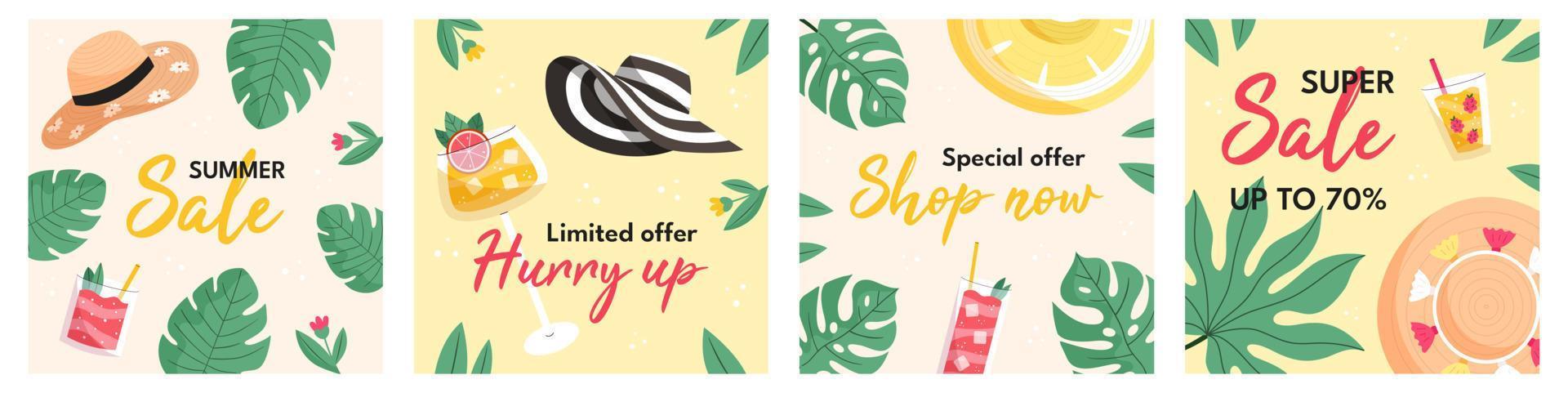 Summer sale posts backgrounds vector